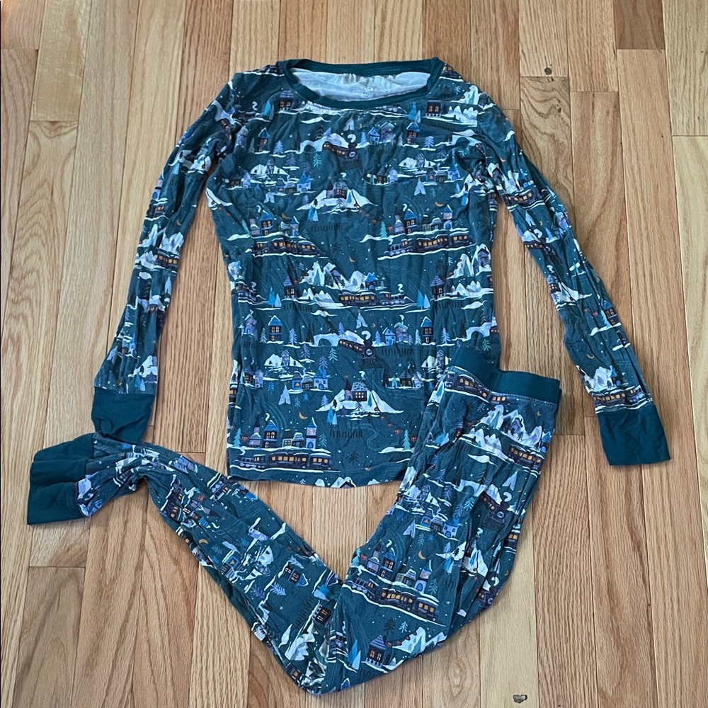 Little Sleepies Pajama Set Boys 12/14 Blue Winter Novelty Print Long Sleeve